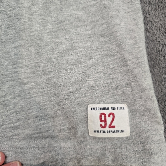 Abercrombie Fitch Shirt Mens Lge  Gray  Long Stripe Sleeve Athletic Dept Heavy - Picture 9 of 10